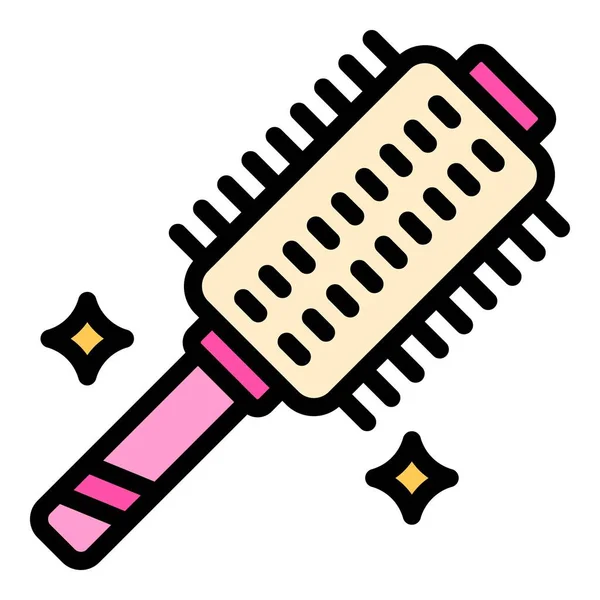 Runde Haarbürsten Symbole Umreißen Vektor Comp Haarbürste Schönheit Werkzeug Farbe — Stockvektor