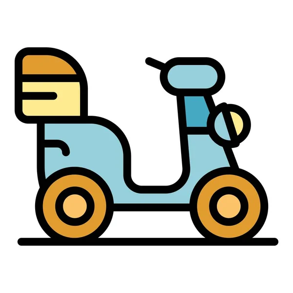 Teslimat Motosiklet Ikonu Ana Hatları Vektörü Scooter Kuryesi Ekspres Nakliye — Stok Vektör