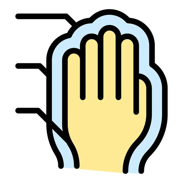 Вектор Контура Значка Авторизации Ладони Биометрическое Распознавание Отпечатки Пальцев Цветной — стоковый вектор