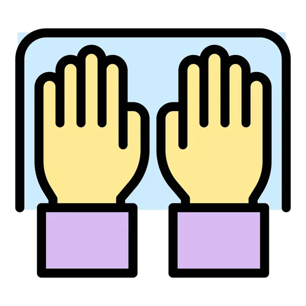 Ícone Identificação Palma Usuário Contorno Vetor Impressões Digitais Das Mãos — Vetor de Stock