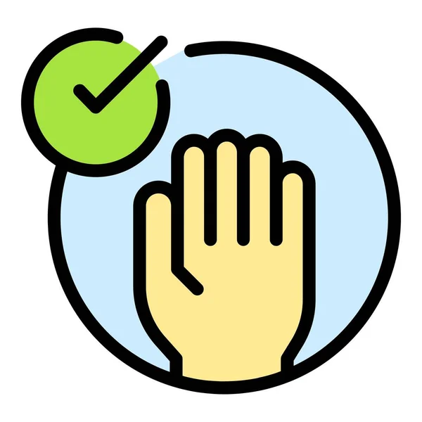 Accept Palm Icon Outline Vector Biometric Recognition Scan Hand Color — Stock Vector