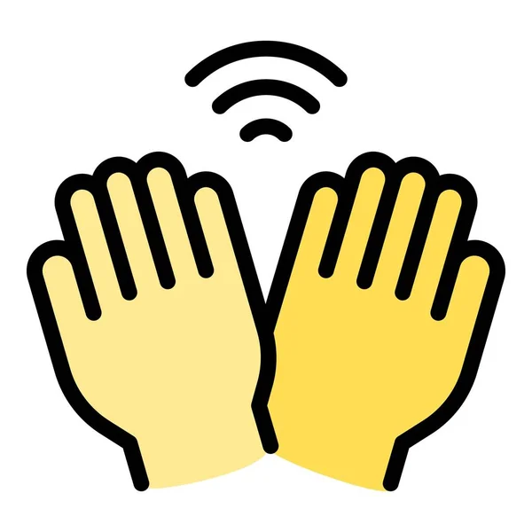 Palm Passwort Icon Outline Vektor Biometrische Erkennung Handfarbe Flach Scannen — Stockvektor