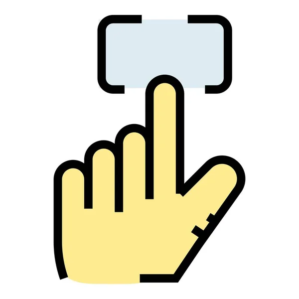 Konturenvektor Mit Fingerabdruck Erkennungssymbol Biometrischer Scan Digitaler Zugang Farbe Flach — Stockvektor