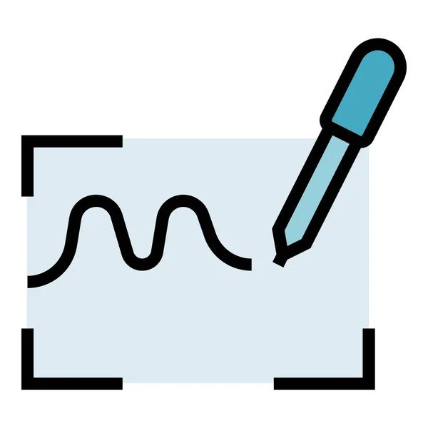 Handschrift Signatur Symbol Umrissvektor Digitale Erkennung Online Autorisierung Farblich Flach — Stockvektor