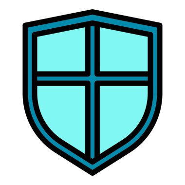 Kalkan güvenlik simgesi ana hat vektörü. Güvenlik görevlisi. Gizlilik kilidi rengi düz