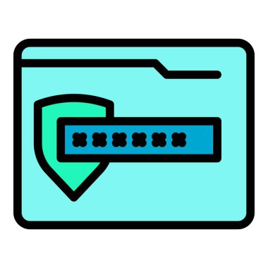 Dizin parola simgesi ana hatları vektörü. Gizli bir dosya. Asma kilit veri rengi düz