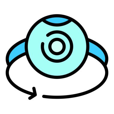 Vr web kamera simgesi ana hatlı vektör. Dijital platform. Sanal sinema rengi