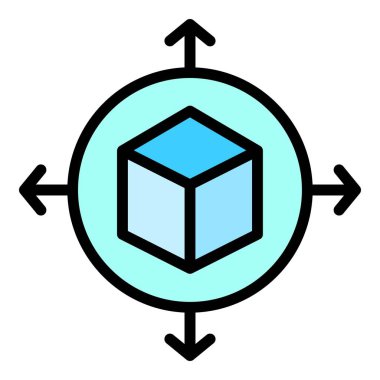 3d vr küp simgesi ana hatlı vektör. Dijital platform. Oyun turu rengi düz