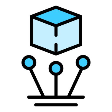 Vr 3d sensör simgesi dış hat vektörü. Dijital platform. Sanal tur rengi