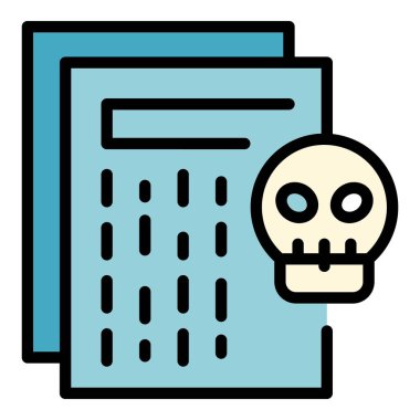 Bilgisayar virüsü ikonu ana hatları vektörü. Sistemi durdur. Siber kilit rengi düz