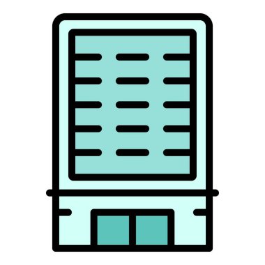 Kamu çoklu hikaye ana hatları vektörü. Şehir binası. Ev bloğu rengi düz