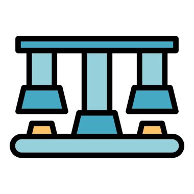 Üretim makinesi simgesi ana hatları vektörü. Fabrika ekipmanları. Taşıma endüstrisinin düz rengi