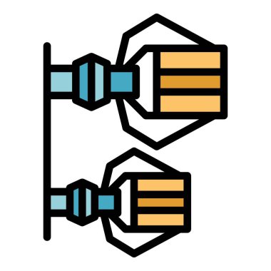 Endüstriyel teknoloji ikonu ana hat vektörü. Sanayi robotu. Fabrika makine rengi düz