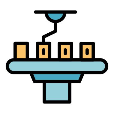 Seri üretim ikonu ana hatları vektörü. İşlem üretimi. Fabrika taşıyıcı rengi düz