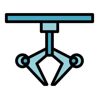 Makine simgesi dış hat vektörünü yükle. Robot el. Makine ekipmanı rengi düz