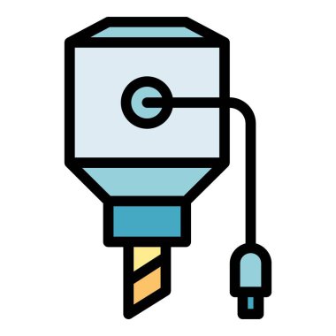 Otomatik cnc makine simgesi ana hatları vektörü. İş aleti. Torna ekipmanı rengi düz