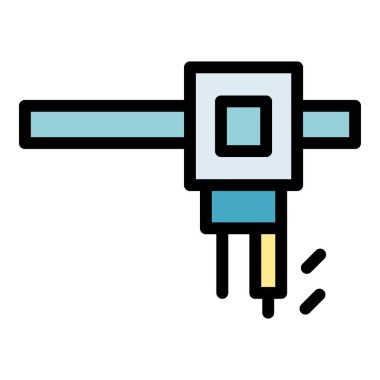 Cnc makine üretim ikonu ana hatları vektörü. Lazer fabrikası. Torna çalışma rengi düz