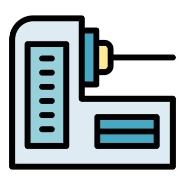 Teknoloji cnc makine simgesi ana hatları vektörü. İş aletleri. Sanayi aracı rengi düz