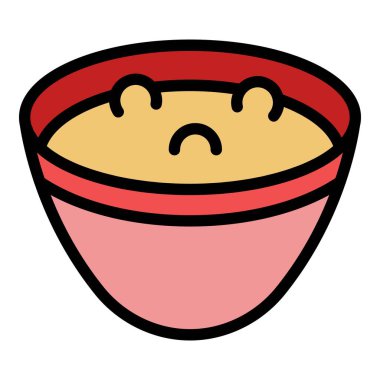 Deniz kremalı çorba ikonu ana hatları vektörü. Fransız yemeği. Et çorbası rengi düz