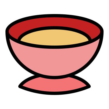 Bezelye kremalı çorba ikonu ana hatları vektörü. Mercimek kasesi. Et suyu rengi düz.