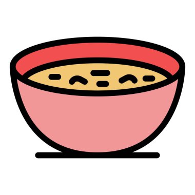 Salatalık kremalı çorba ikonu ana hatları vektörü. Domates sosu. Et besin rengi düz