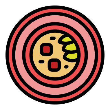 Domuz kremalı çorba ikonu ana hatları vektörü. Fransız tavuğu. Güveç besin rengi düz