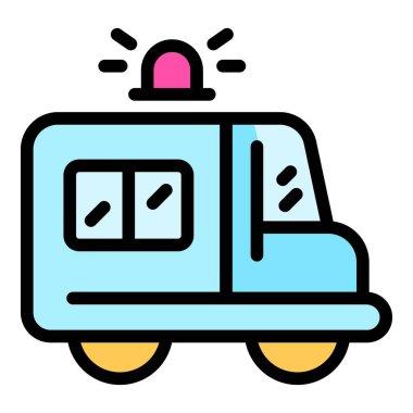 Ambulans arabası ikonu ana hat vektörü. Tıbbi acil durum. Hastane aracı rengi düz