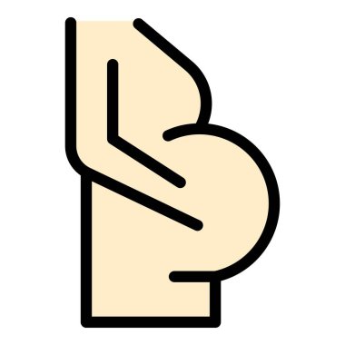 Hamile göbek ikonu dış hat vektörü. Bebek doğumu. Kadın hamilelik rengi düz