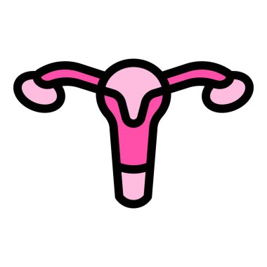 Pelvik muayene ikonu ana hatları vektörü. Kadın sağlığı. Rahim ağzı danışma rengi düz