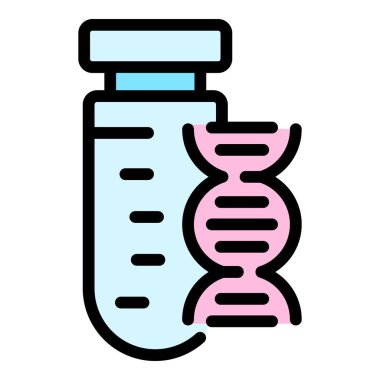 DNA testi ikon ana hatları vektörü. Genetik test. Tıbbi araştırma rengi düz