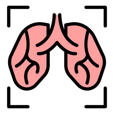 Akciğerler ikon ana hatlarını tarıyor. Hasta röntgeni. Akciğer göğüs rengi düz