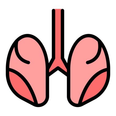 İnsan ciğerleri ikon ana hat vektörü. Hasta röntgeni. Kanser ciğerlerinin rengi düz