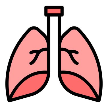 Çocuk ciğerleri ikon ana hat vektörü. Röntgen kanseri. Doktor sağlık rengi düz