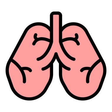 Hastane tıbbı ciğerleri ikon ana hat vektörü. Göğüs sağlığı. Kanser x ışını rengi düz