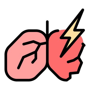 Enfekte olmuş akciğerler ikon ana hat vektörü. Göğüs sağlığı. Teşhis tedavisi rengi düz