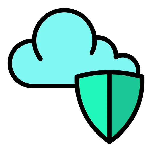 Escudo Nube Icono Contorno Vector Antivirus Digital Red Color Seguridad — Vector de stock