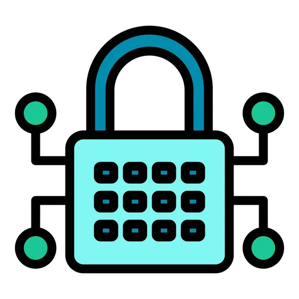 Bloquear Vector Contorno Icono Protección Proteger Los Datos Privacidad Digital — Vector de stock