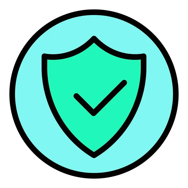 Escudo Activo Icono Protección Contorno Vector Sistema Seguridad Proteger Color — Vector de stock