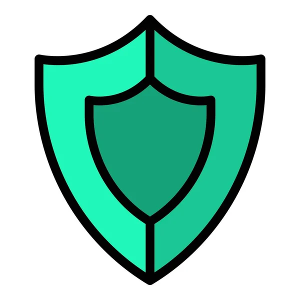 Shield Sicherheit Verteidigung Symbol Umrissvektor Sicherheitswacht Digitale Schutzfarbe Flach — Stockvektor