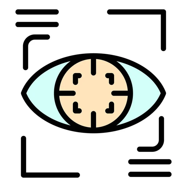 Umrissvektor Des Digitalen Augensymbols Plattform Virtuelle Realität Farbe Flach — Stockvektor