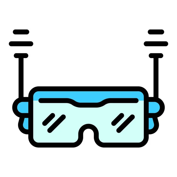Drahtlose Brille Symbol Umrissvektor Digitale Realität Spieltour Farbe Flach — Stockvektor