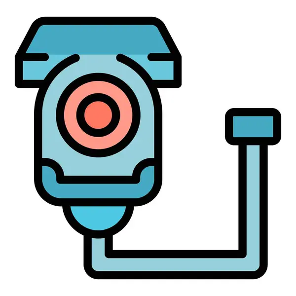 Police Camera Icon Outline Vector Stop Fraud Cyber Key Color — Stock Vector