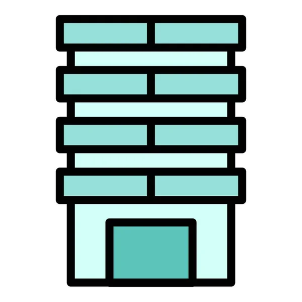 Wohn Mehrstöckigen Symbol Umrissvektor City Block Haus Gebäude Farbe Flach — Stockvektor