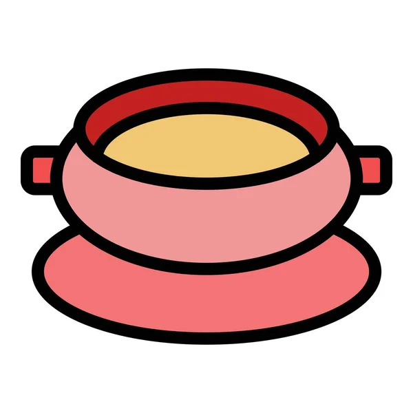 Home Cream Soup Icon Outline Vector Bowl Plate Hot Soup — Stock Vector