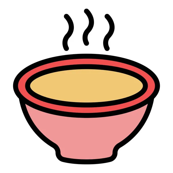 Hot Cream Soup Icon Outline Vector Pumpkin Bowl Mushroom Plate — Stock Vector