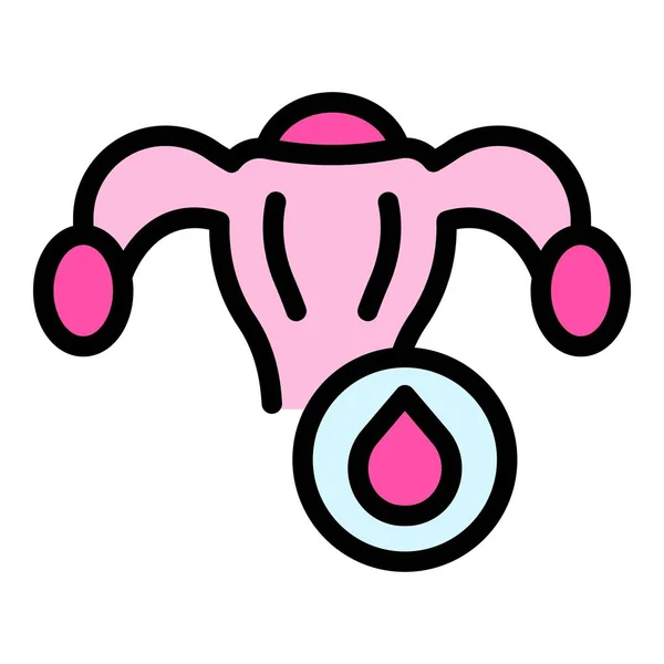 Vecteur Contour Icône Cycle Menstruel Menstruation Utérine Couleur Système Reproducteur — Image vectorielle