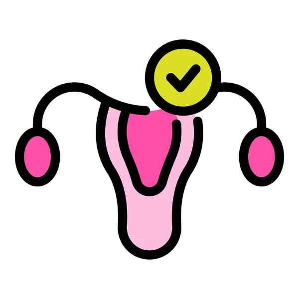 Santé Utérus Icône Contour Vecteur Examen Des Ovaires Anatomie Femme — Image vectorielle