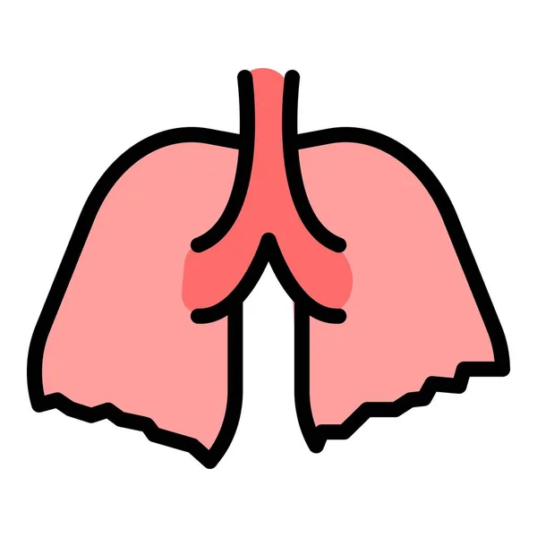 Lungs Xray Icono Contorno Vector Cáncer Paciente Salud Pecho Color — Vector de stock