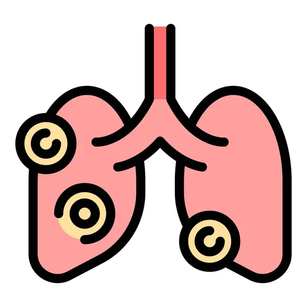 Astma Longen Icoon Omtrek Vector Patiënt Röntgenfoto Longborst Kleur Plat — Stockvector
