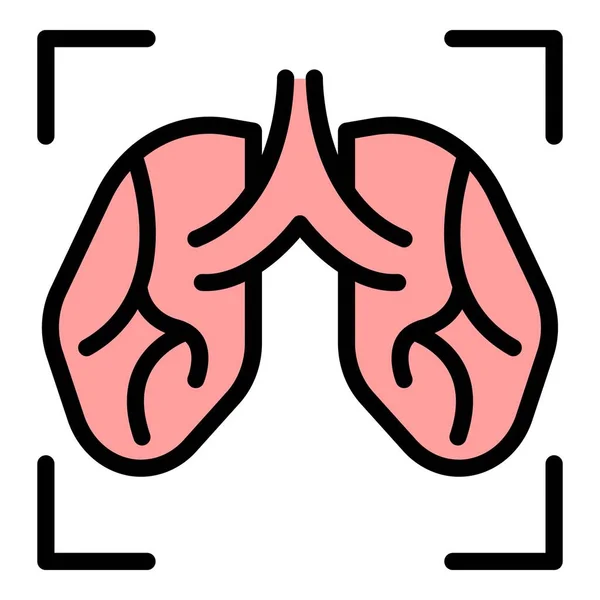 Płuca Przesiewowe Ikony Zarysu Wektora Prześwietlenie Pacjenta Płuca Klatki Piersiowej — Wektor stockowy